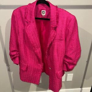 Anne Klein Vibrant Pink tweed Textured Blazer